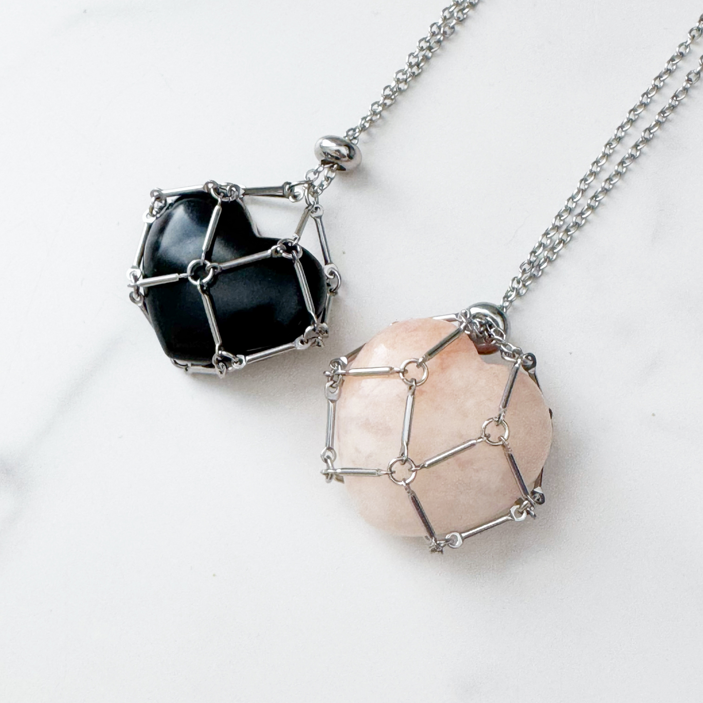 24" Stainless Steel Net Cage Necklace