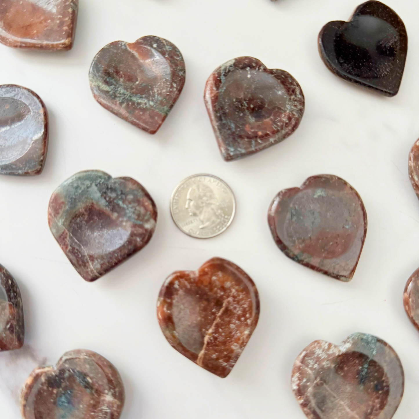 Garnet Heart Shaped Worry Stone