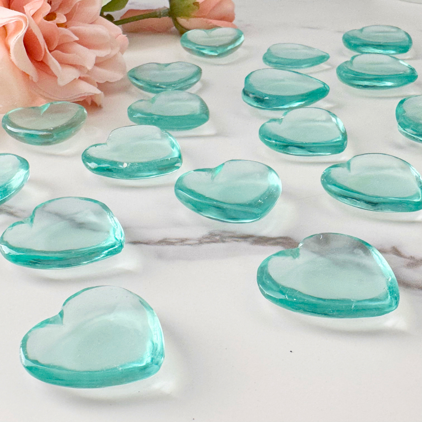 Aqua Blue Obsidian Heart Shaped Worry Stone