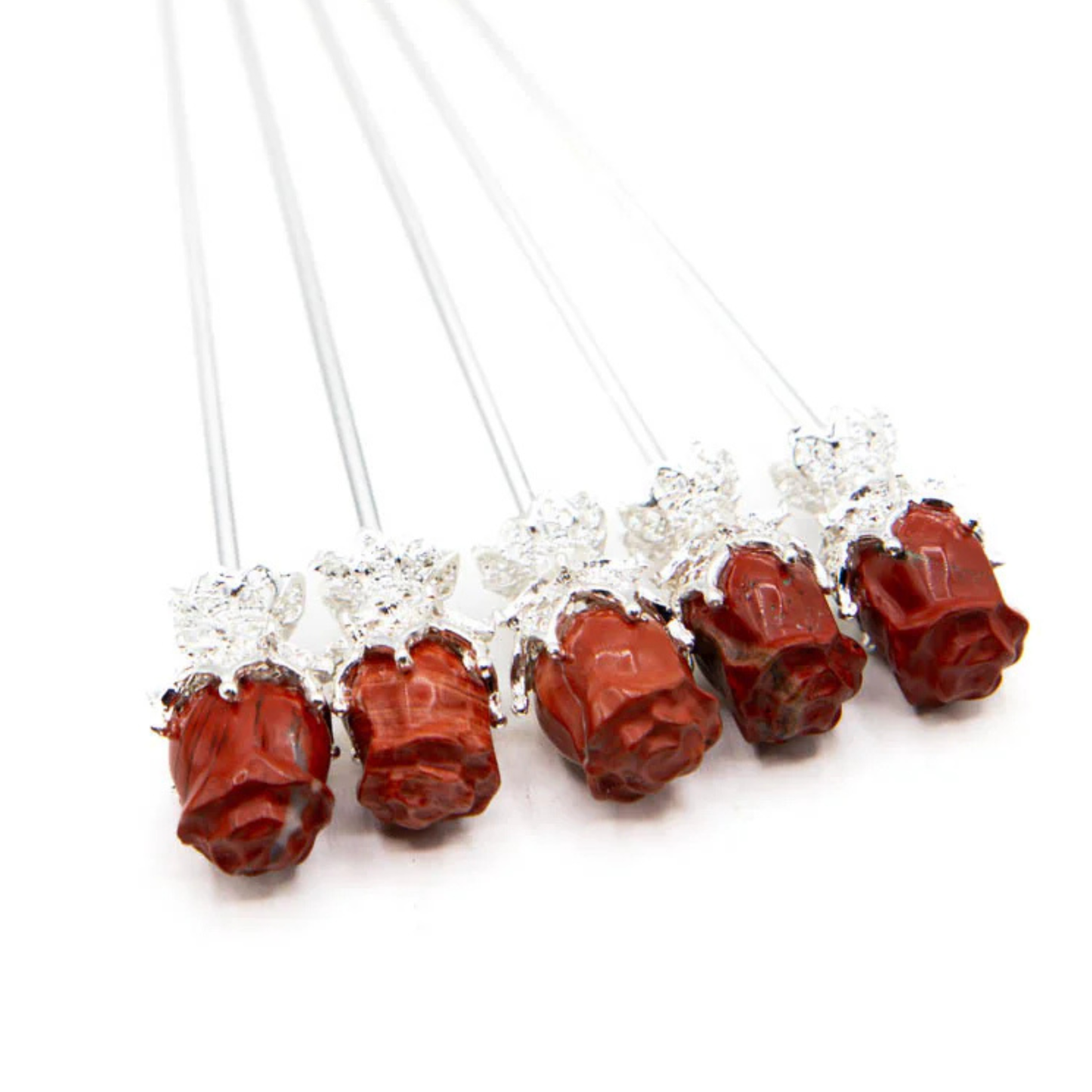 Red Jasper Rose Hair Pin