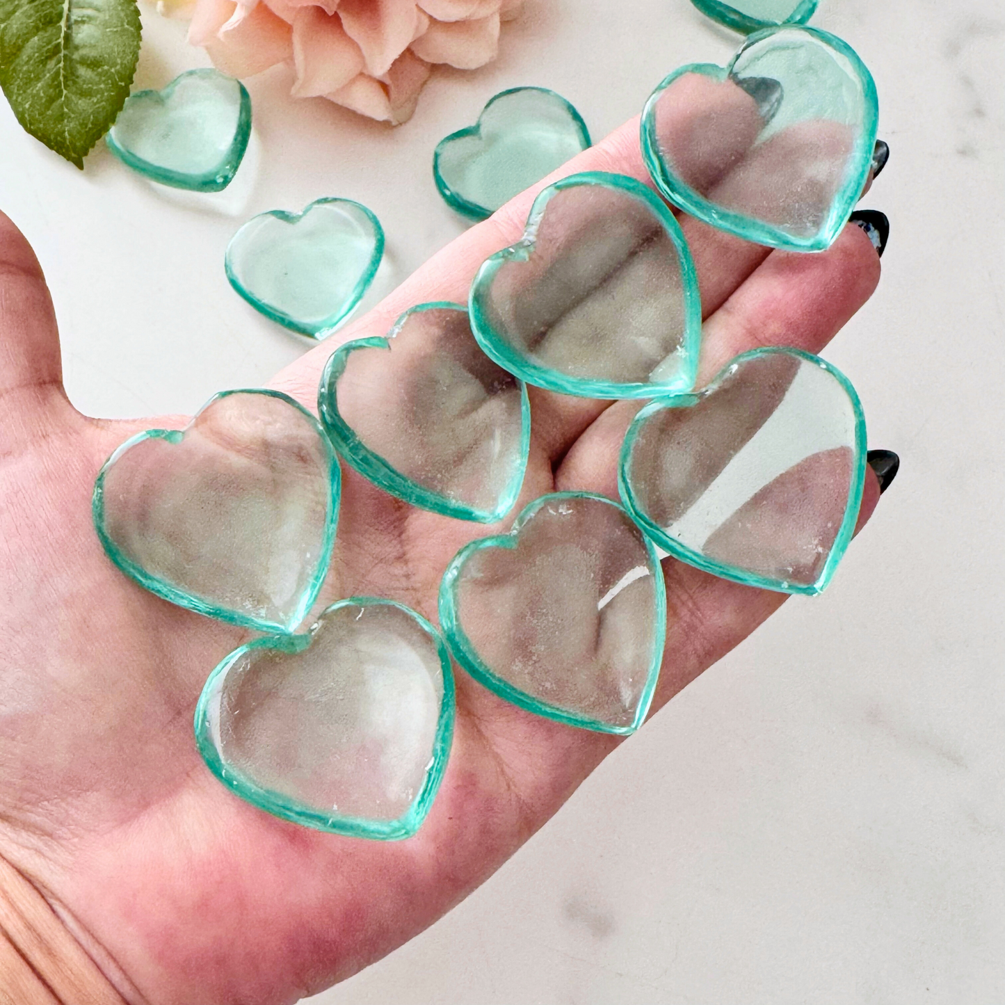 Aqua Blue Obsidian Heart Shaped Worry Stone