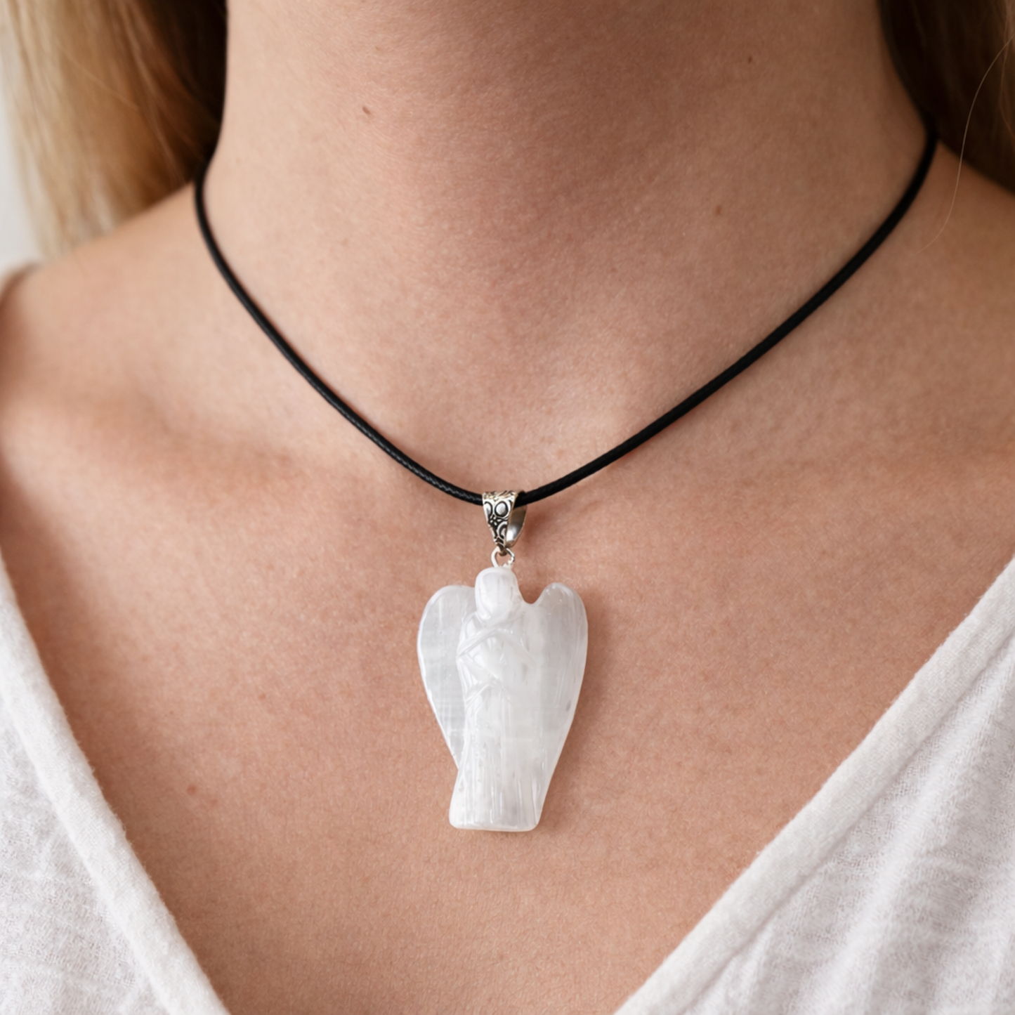 Crystal Angel Pendant Necklace