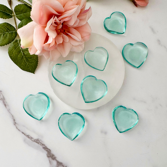 Aqua Blue Obsidian Heart Shaped Worry Stone