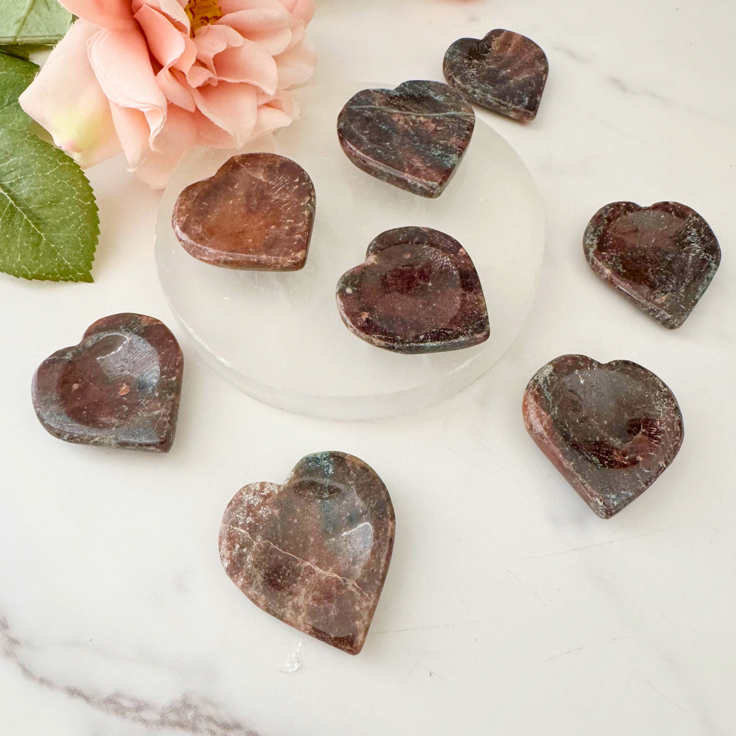 Garnet Heart Shaped Worry Stone