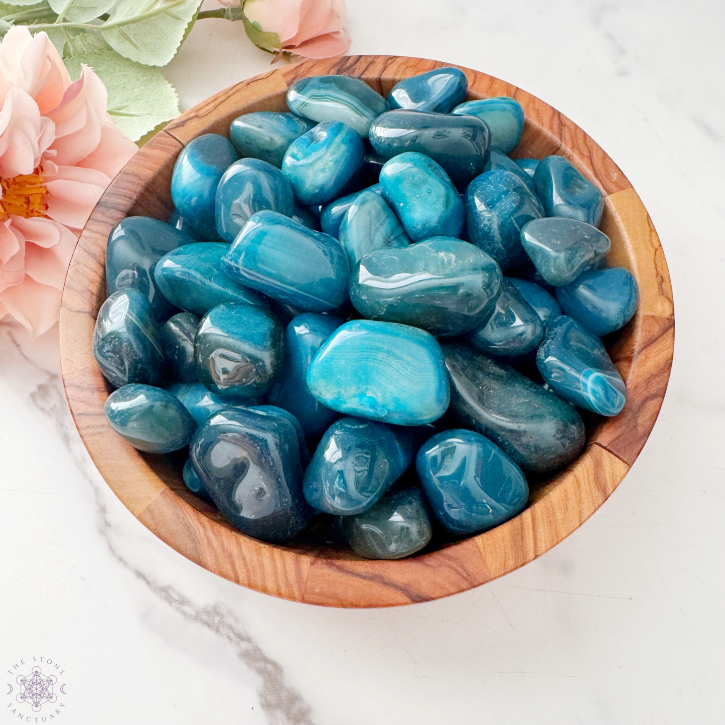 Teal Agate Tumbled Stones