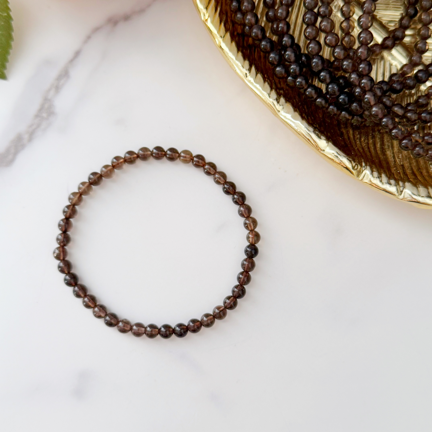4mm Smoky Quartz Beaded Bracelet
