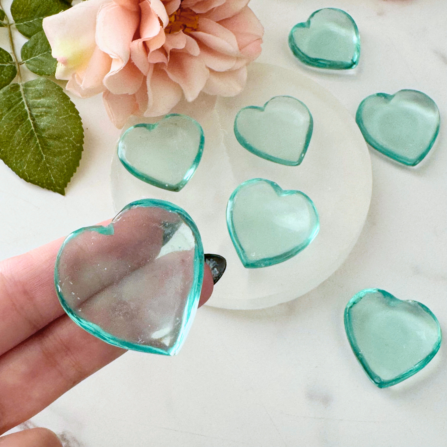 Aqua Blue Obsidian Heart Shaped Worry Stone