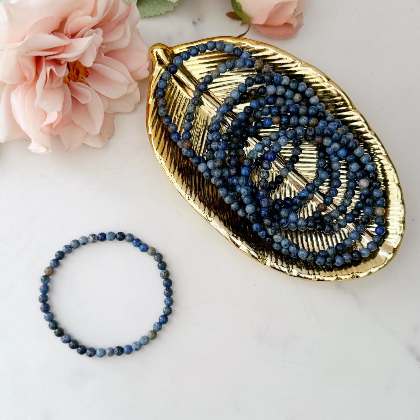 4mm Dumortierite Beaded Bracelet