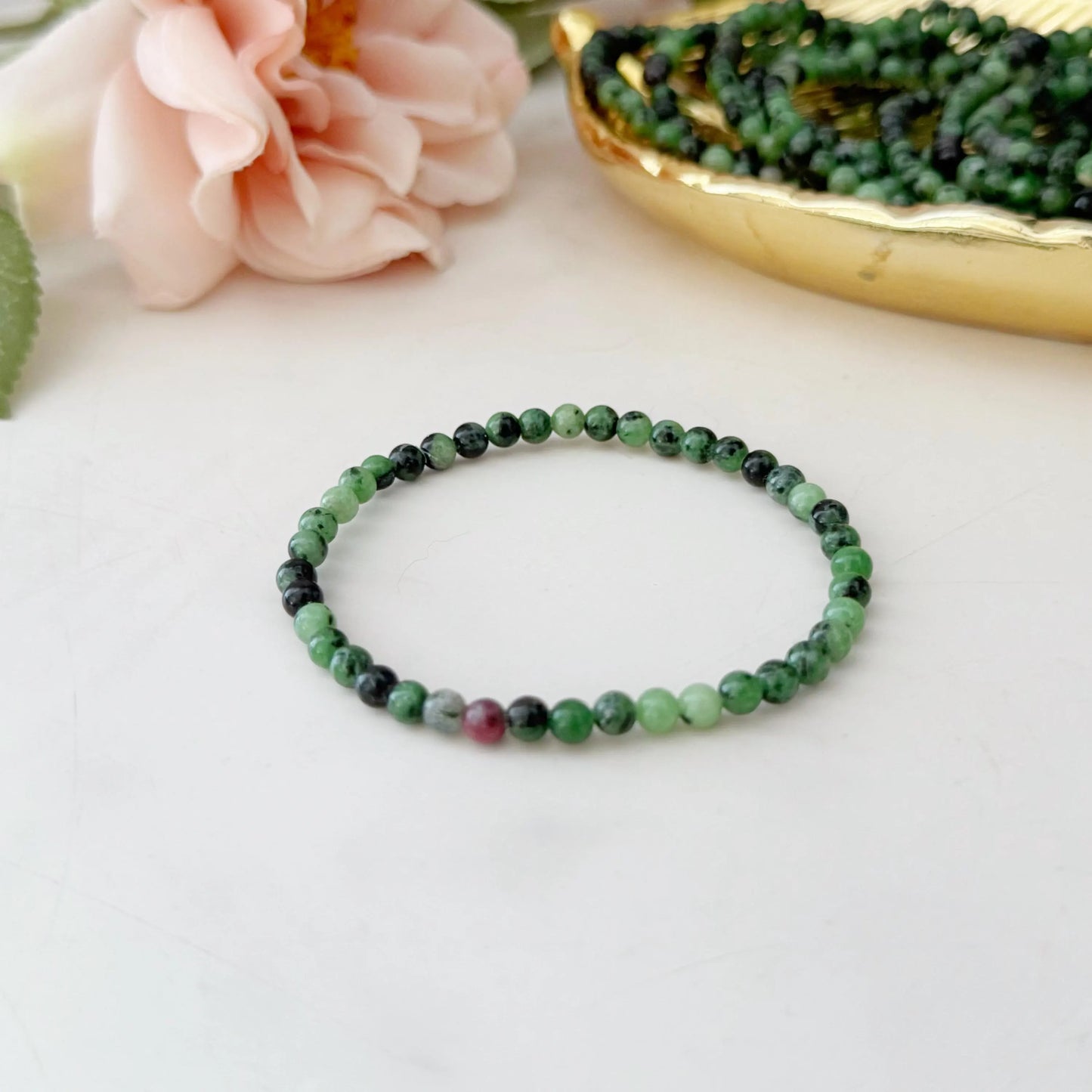 4mm Ruby Zoisite Beaded Bracelet