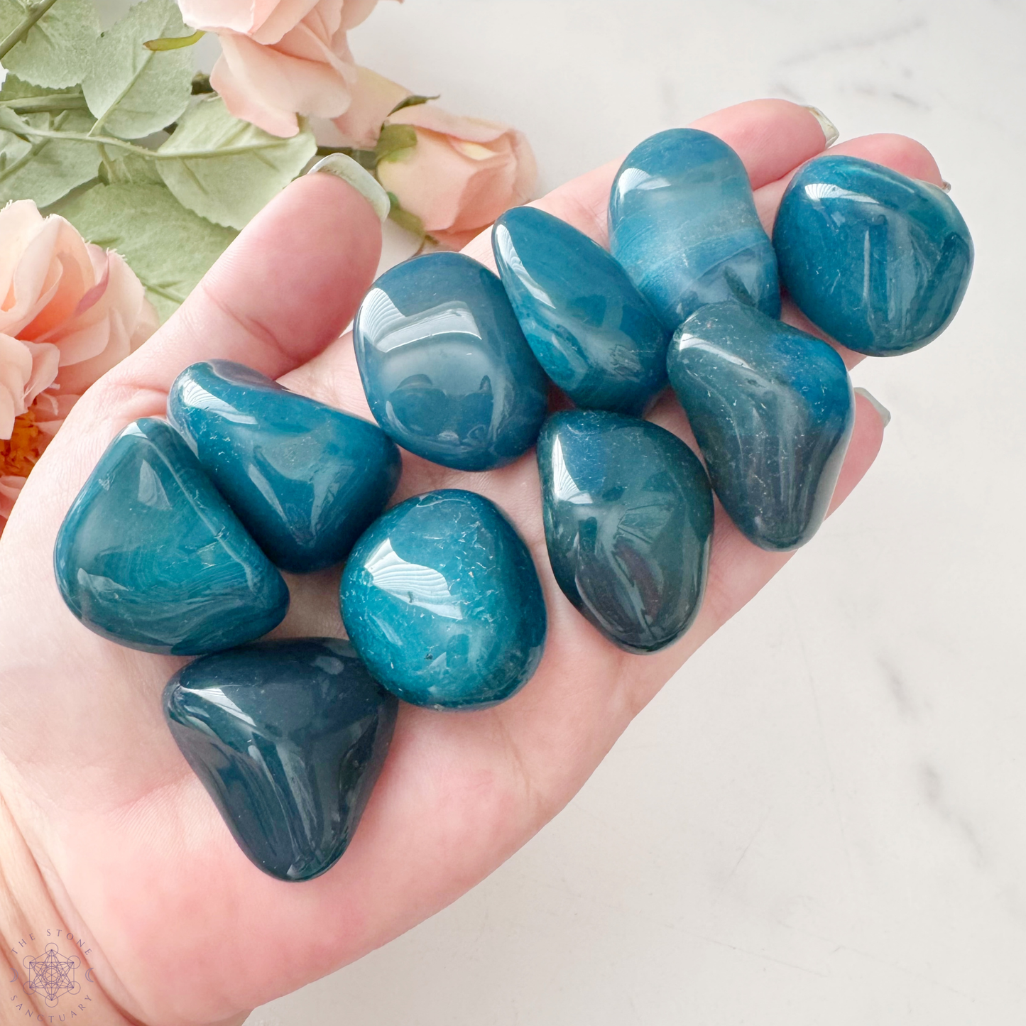 Teal Agate Tumbled Stones