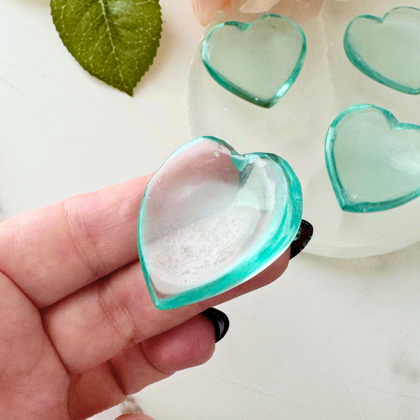 Aqua Blue Obsidian Heart Shaped Worry Stone