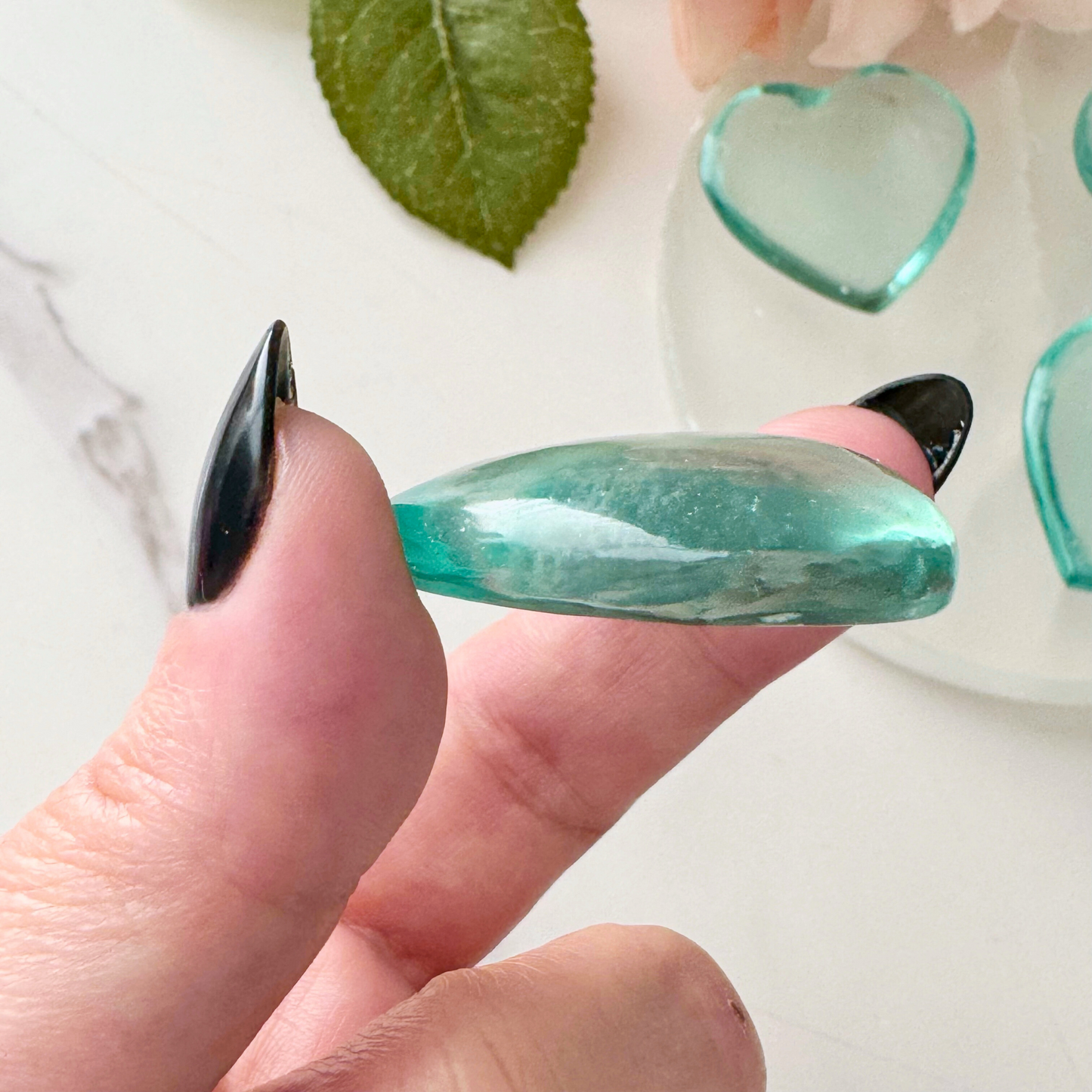 Aqua Blue Obsidian Heart Shaped Worry Stone