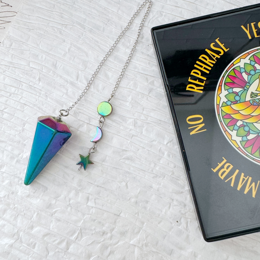 Rainbow Hematite Moon & Stars Pendulum