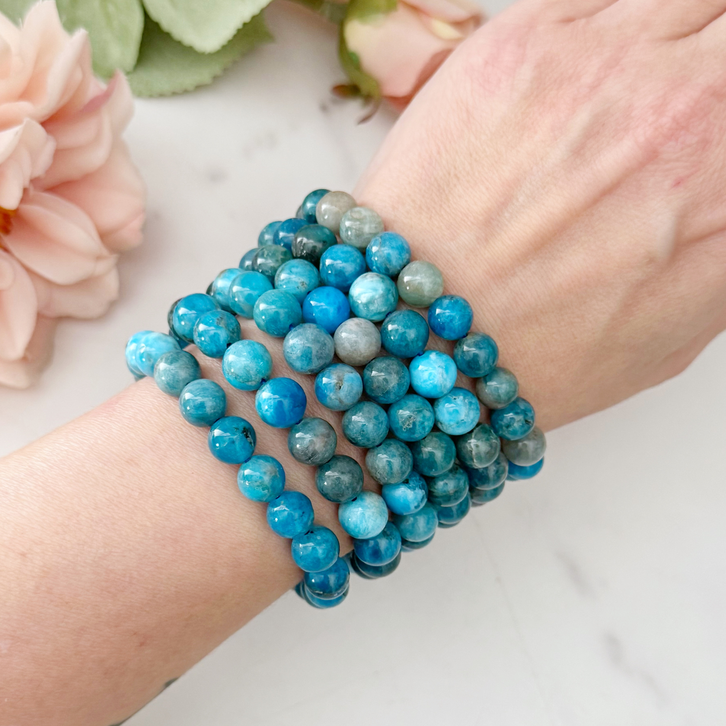 8mm Apatite Beaded Bracelet