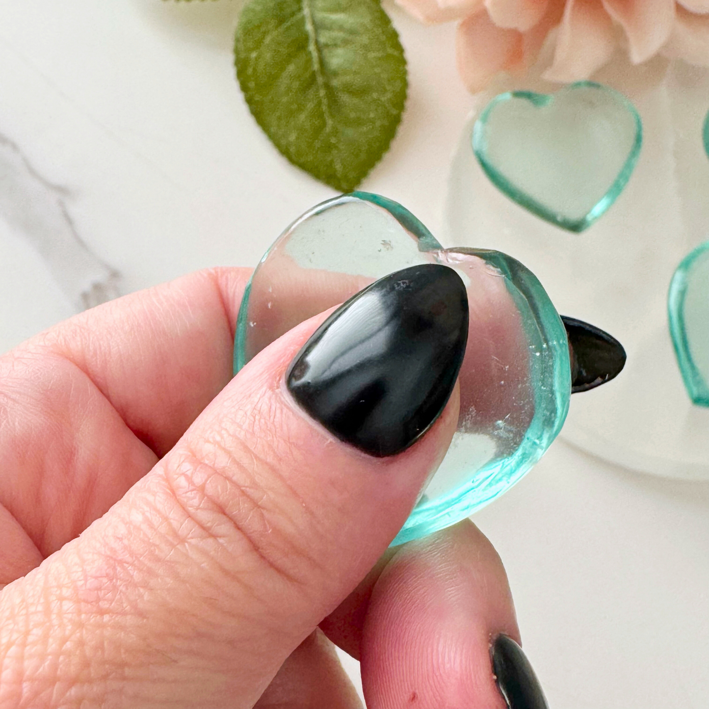Aqua Blue Obsidian Heart Shaped Worry Stone