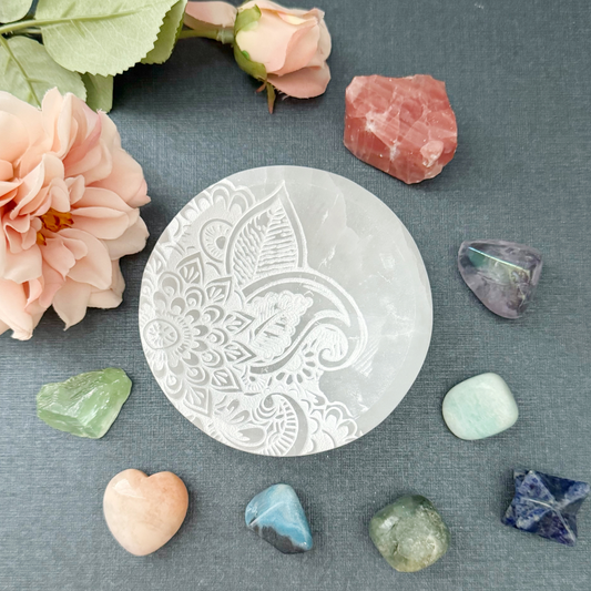 4" Selenite Lotus Round Bowl