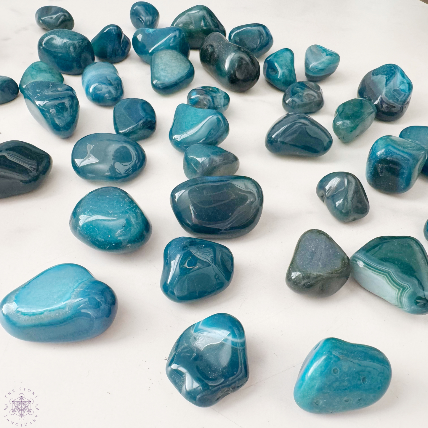 Teal Agate Tumbled Stones