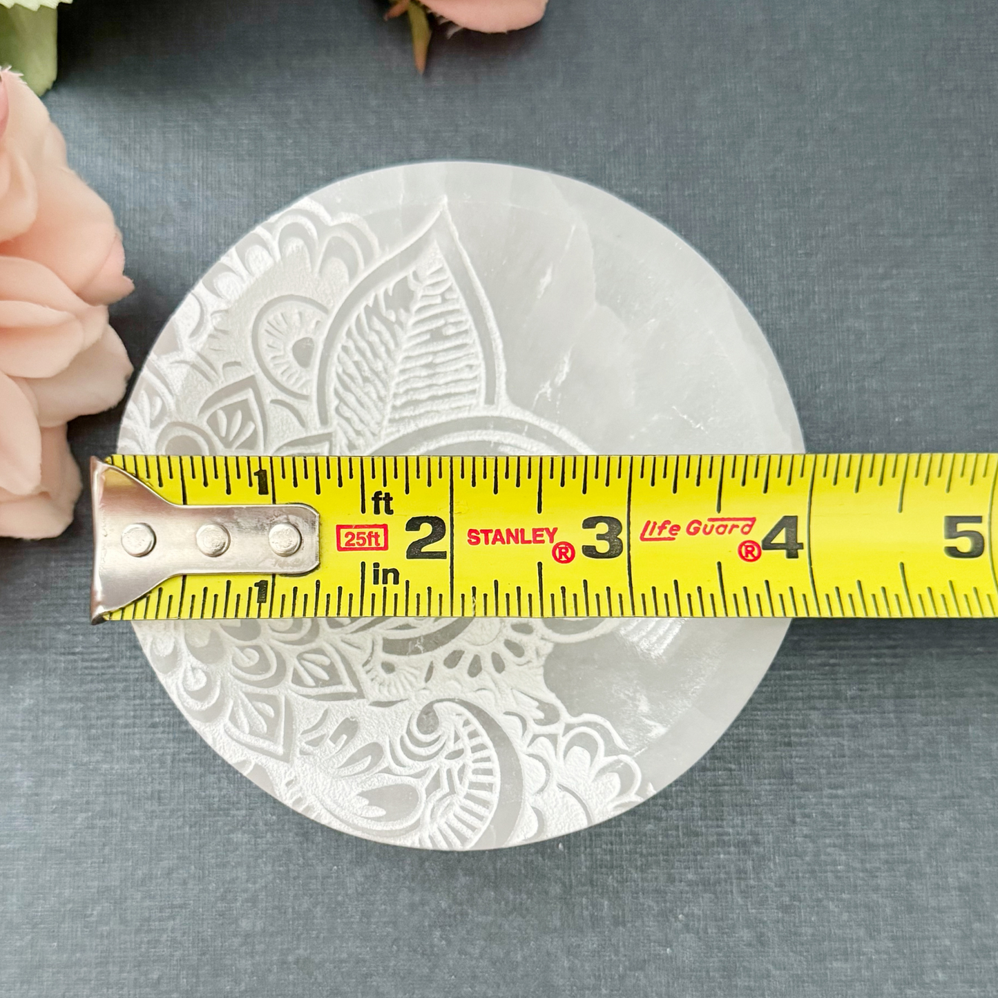 4" Selenite Lotus Round Bowl
