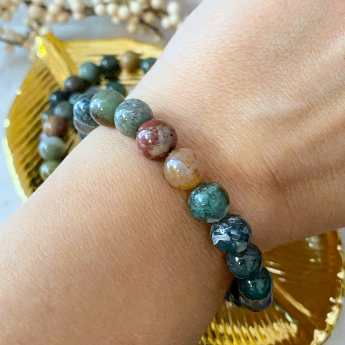 8mm Fancy Jasper Beaded Bracelet