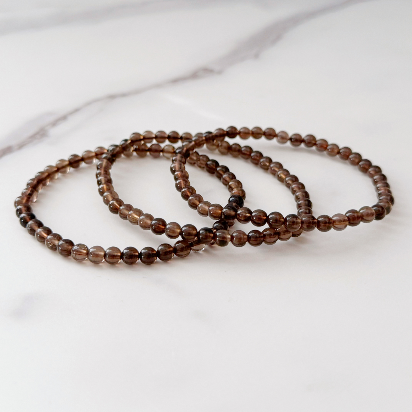 4mm Smoky Quartz Beaded Bracelet
