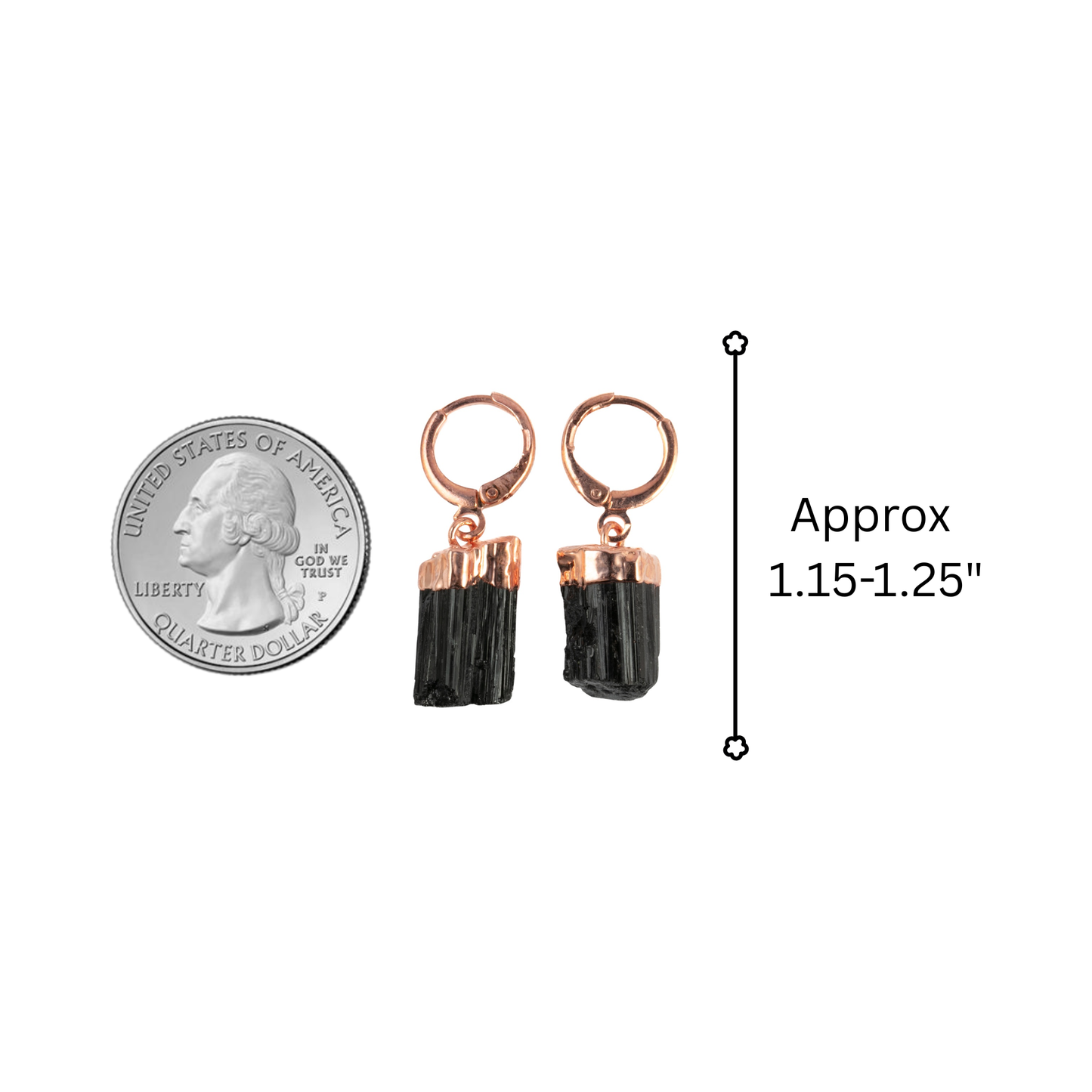 Black Tourmaline Raw Crystal Huggie Hoop Earrings