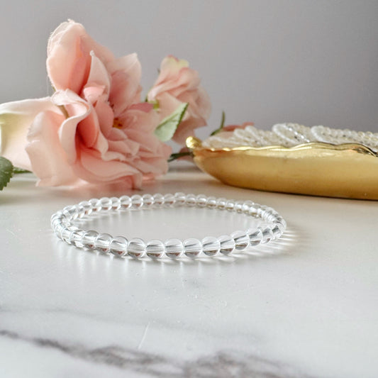 4mm Clear Quartz Beaded Bracelet