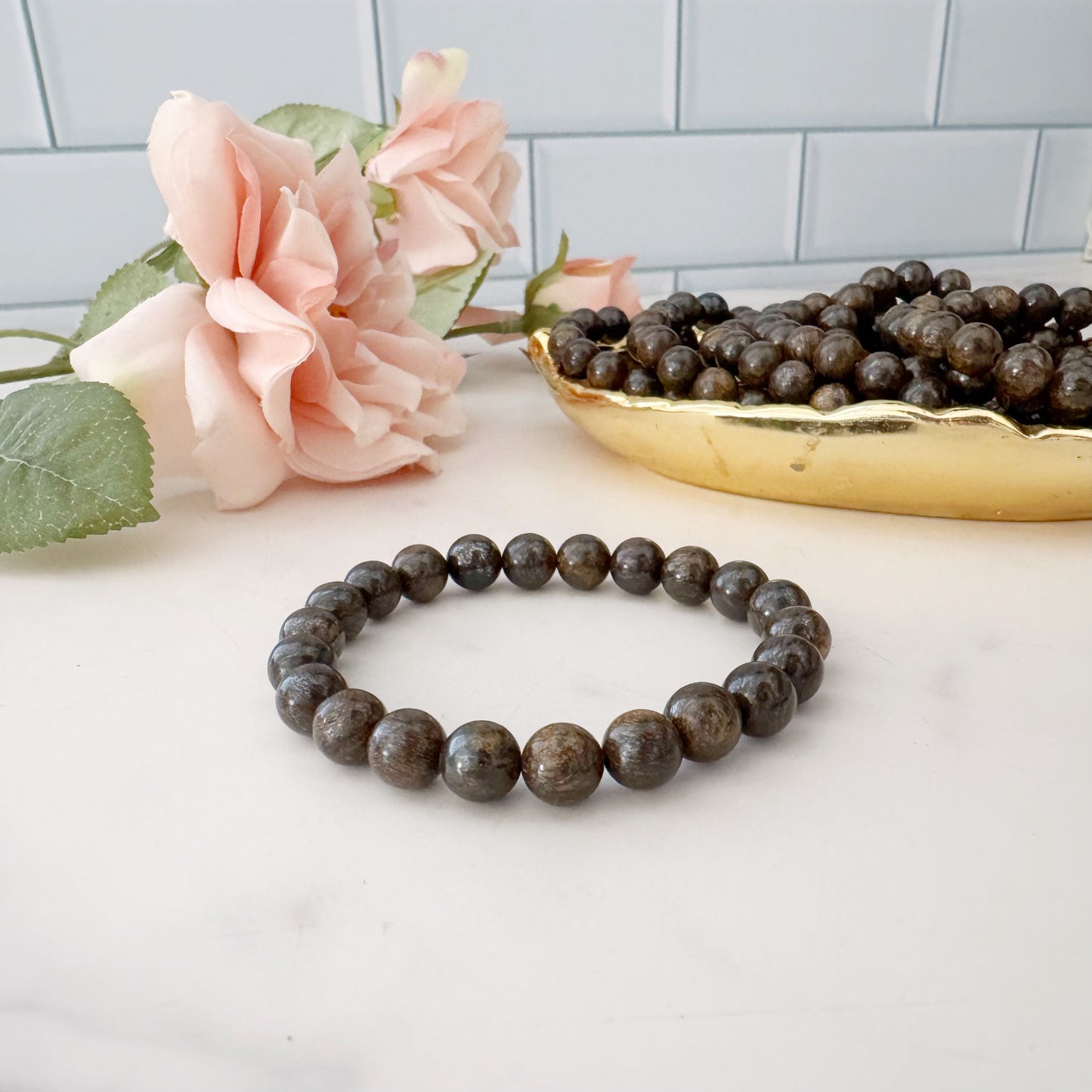 8mm Bronzite Beaded Bracelet