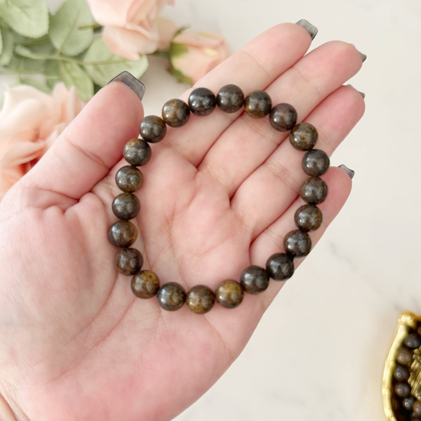 8mm Bronzite Beaded Bracelet