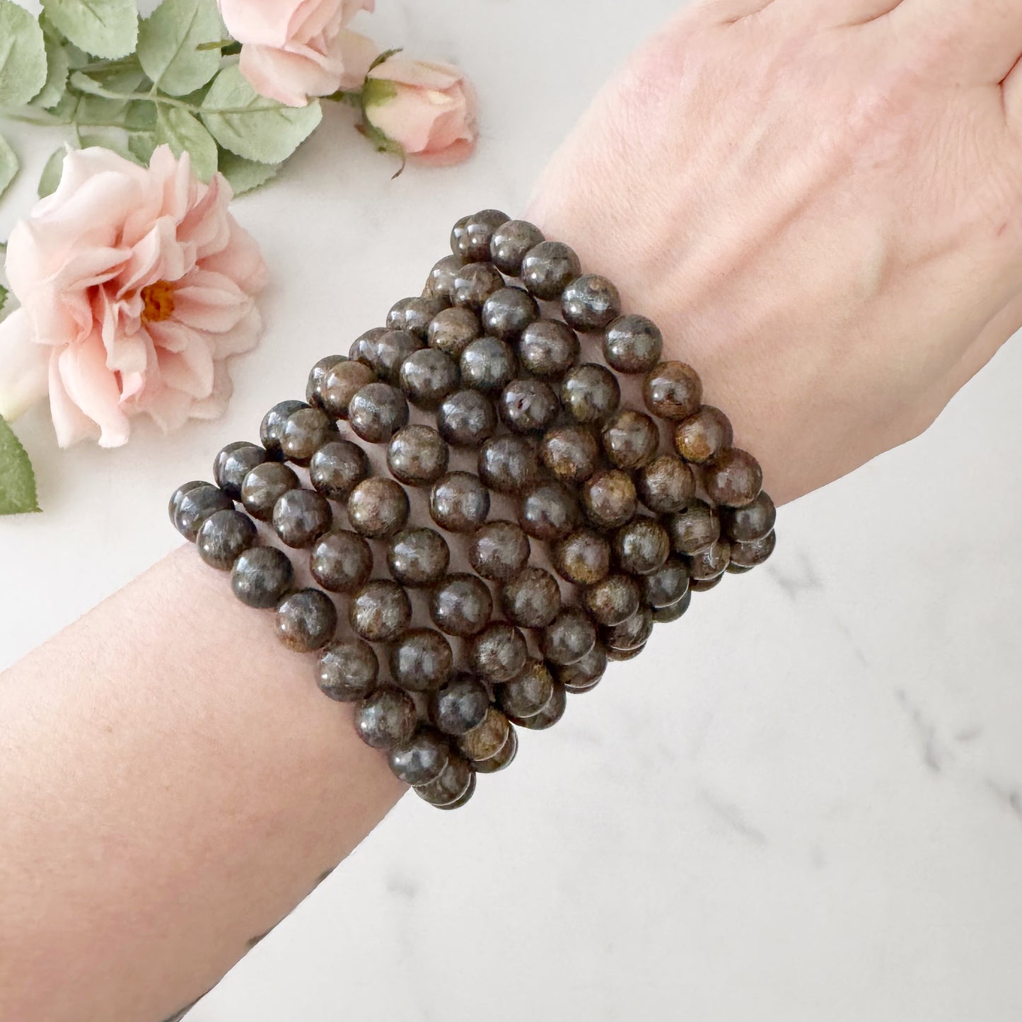 8mm Bronzite Beaded Bracelet