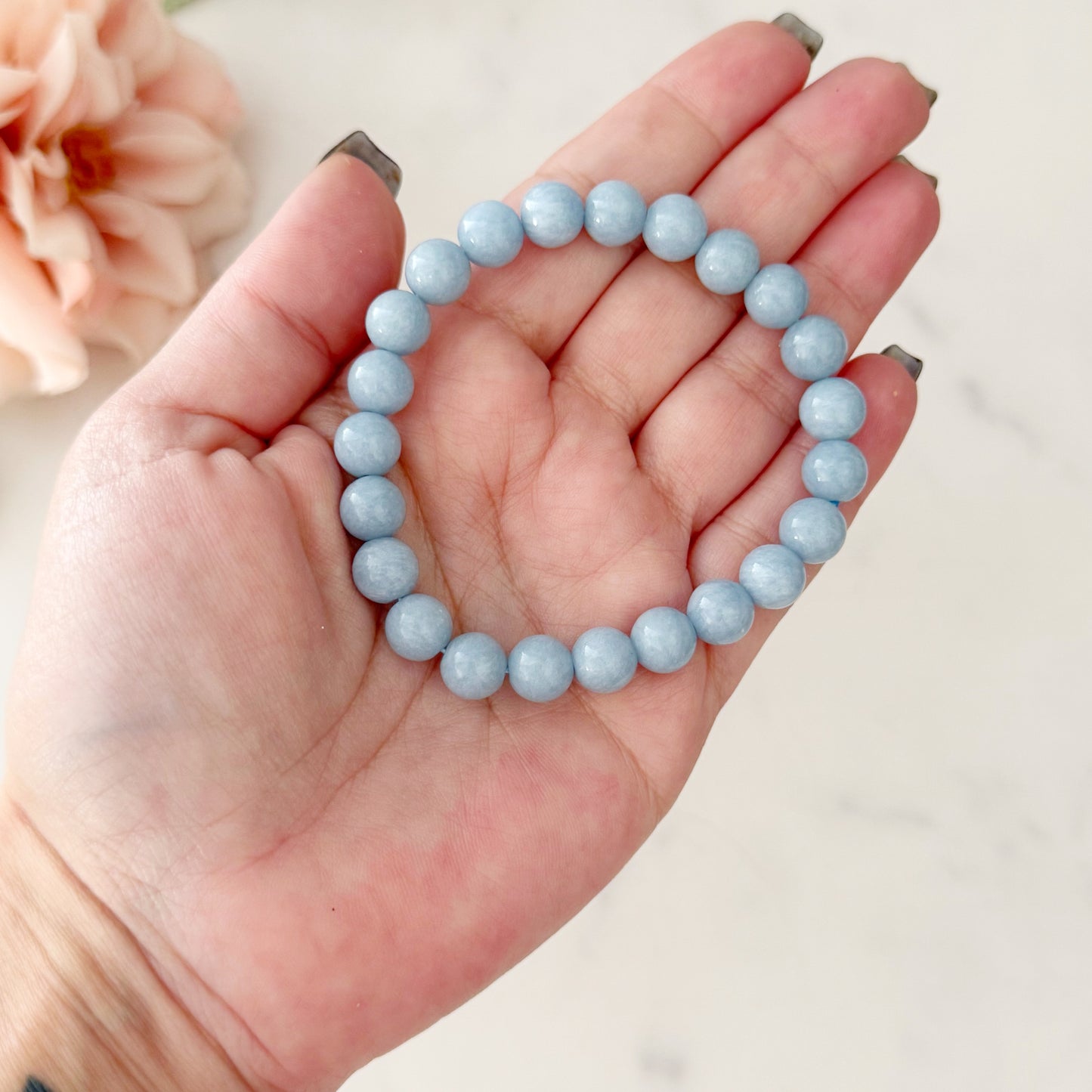 8mm Angelite Beaded Bracelet