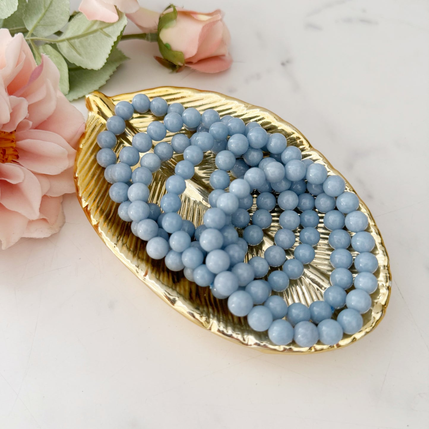 8mm Angelite Beaded Bracelet