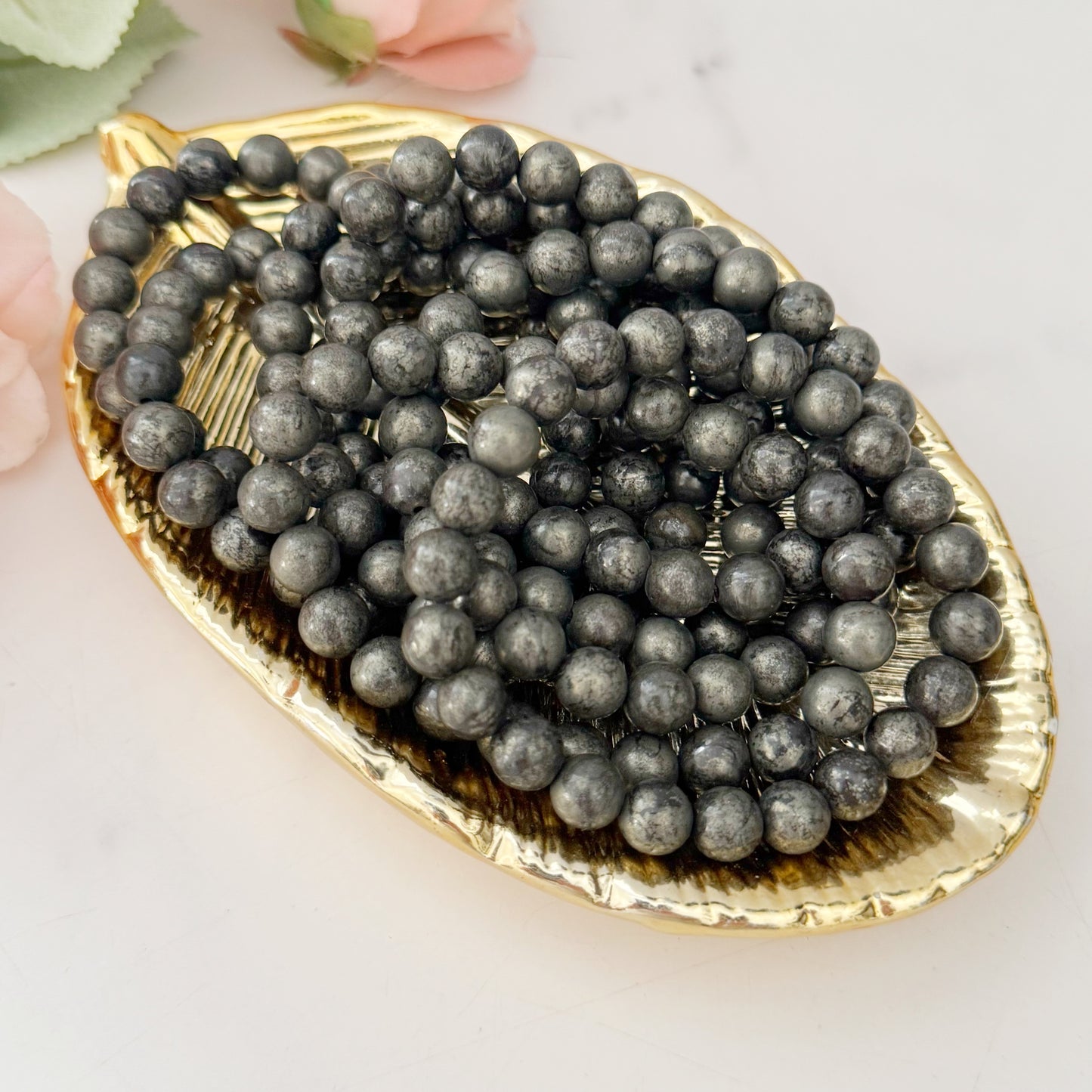8mm Pyrite Beaded Bracelet