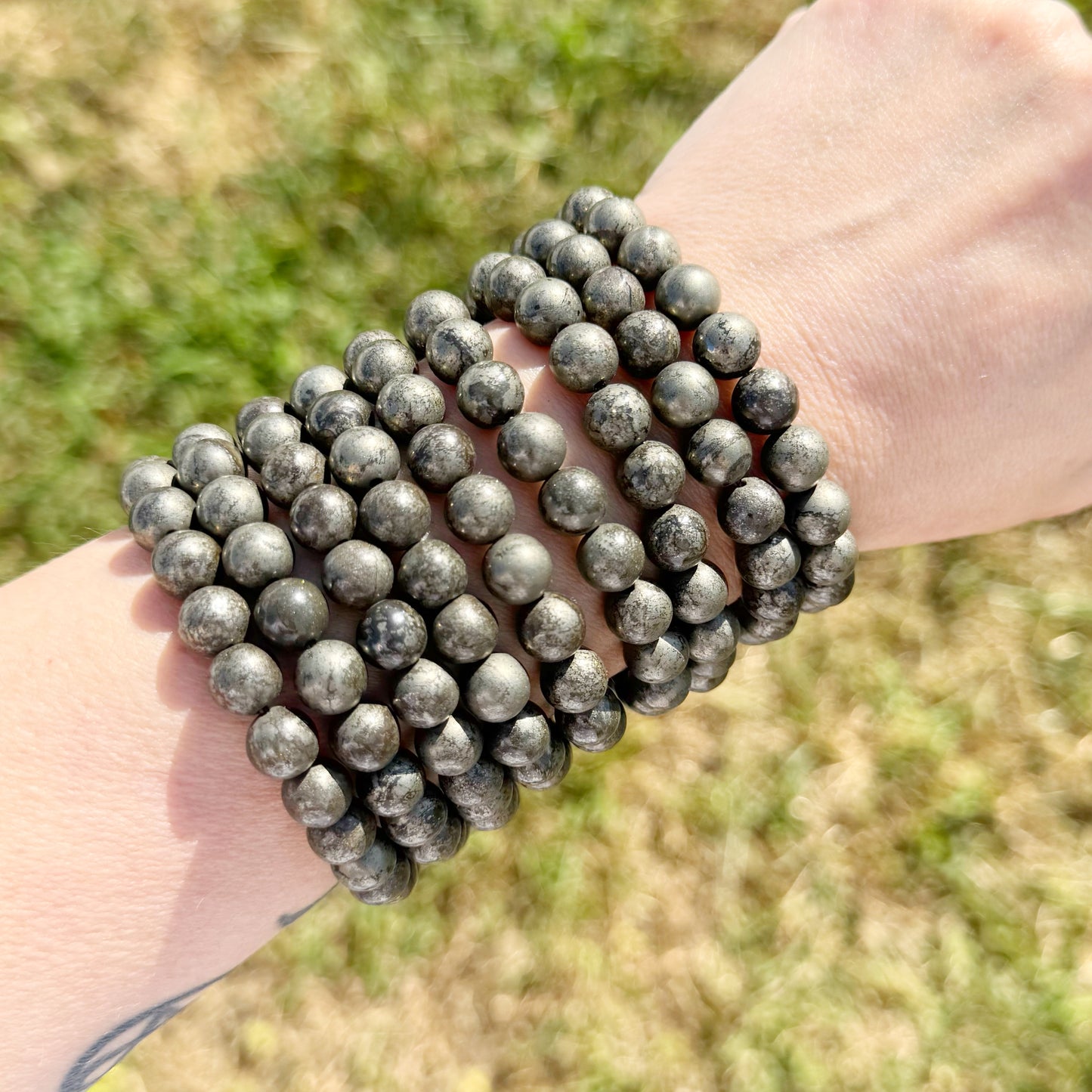 8mm Pyrite Beaded Bracelet