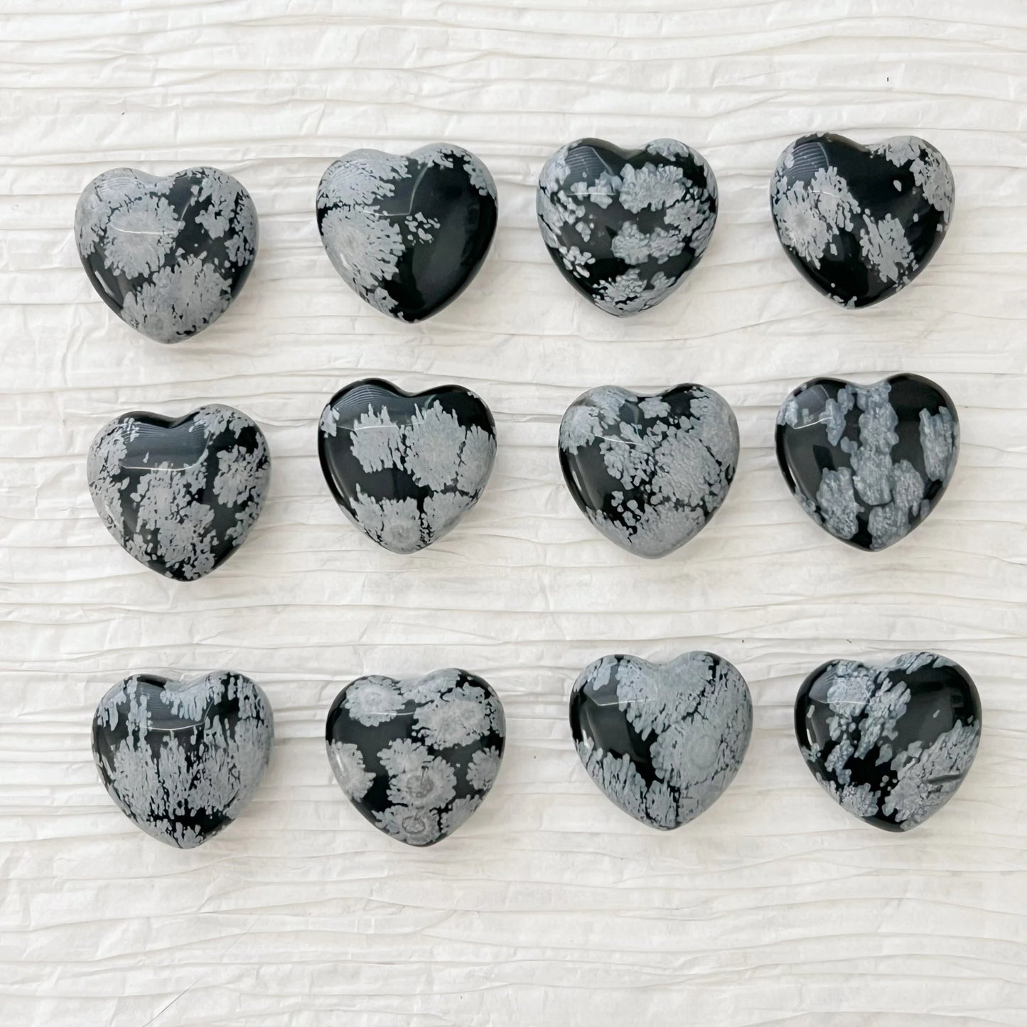 1" Mini Snowflake Obsidian Heart