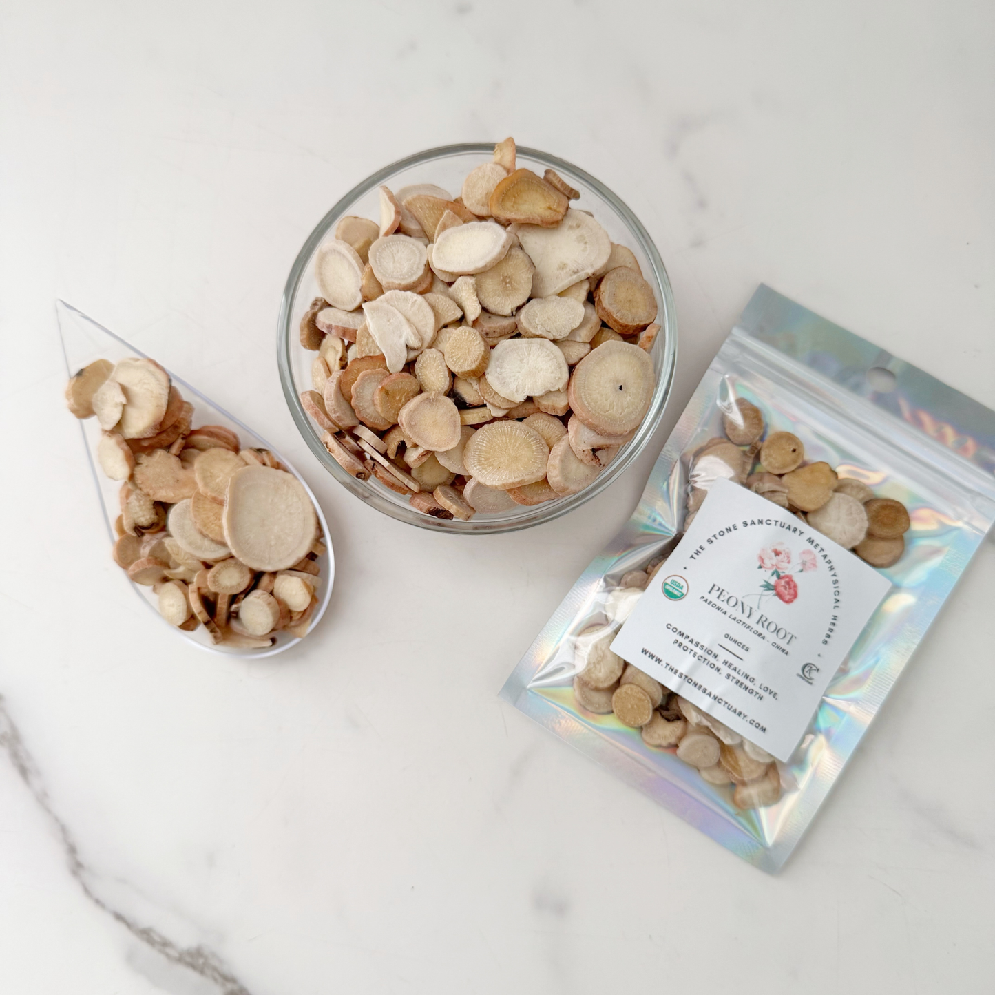 Peony Root, Sliced, Organic