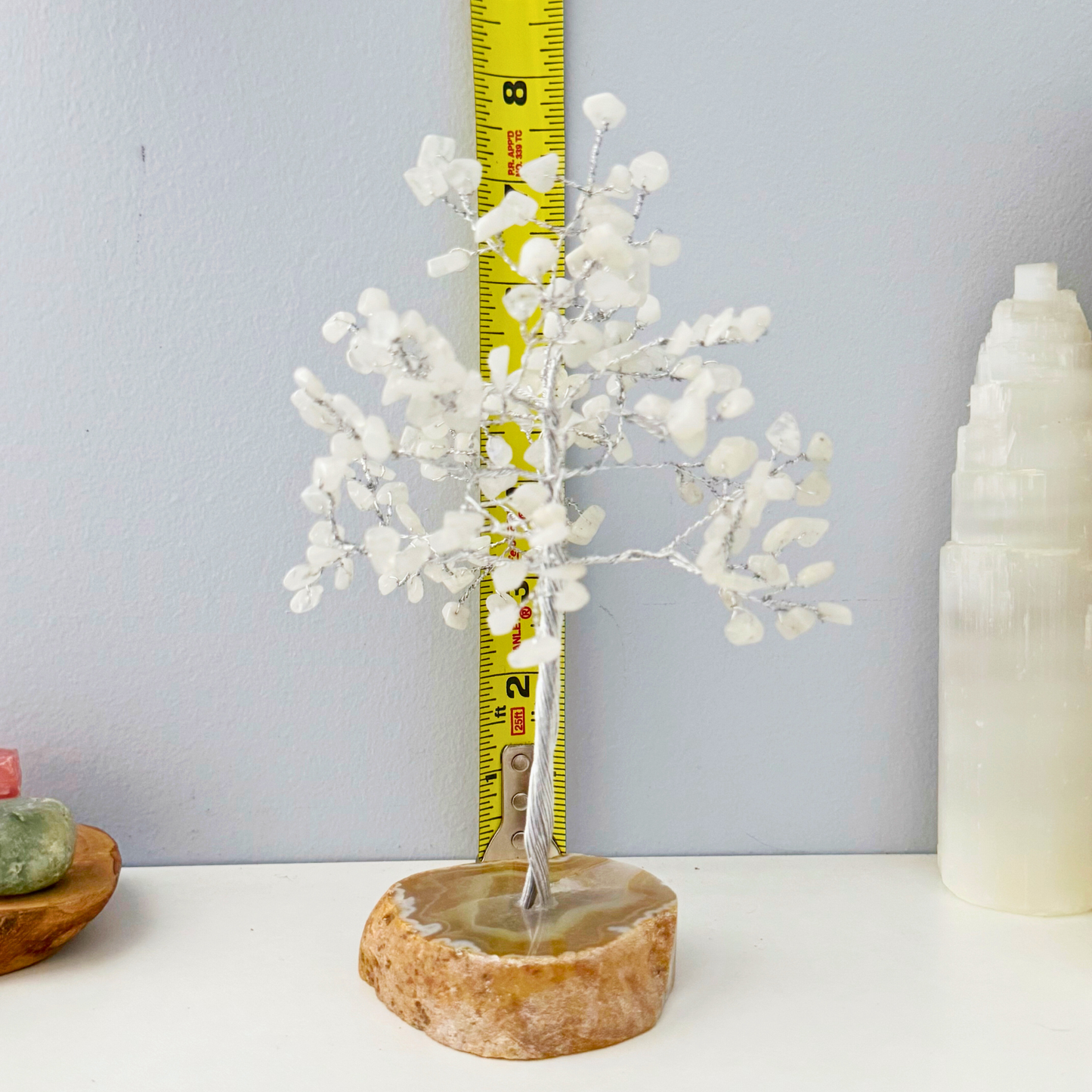 7.5" Rainbow Moonstone with Agate Base Gemstone Tree