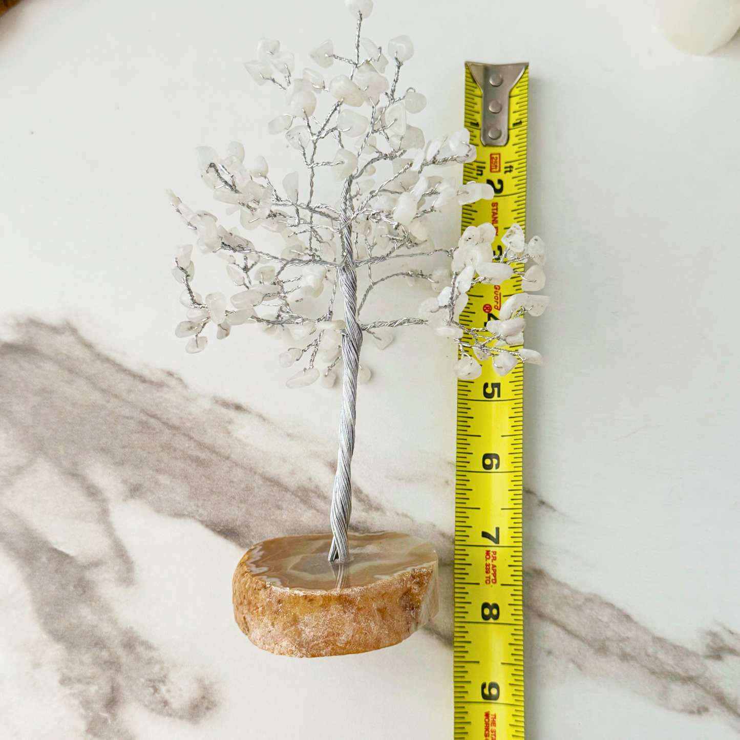 7.5" Rainbow Moonstone with Agate Base Gemstone Tree