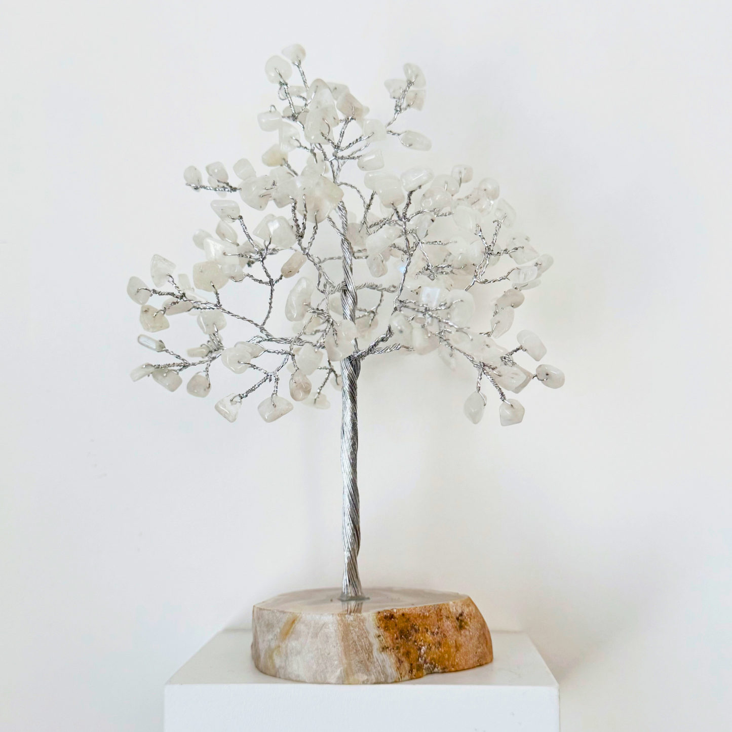 7.5" Rainbow Moonstone with Agate Base Gemstone Tree