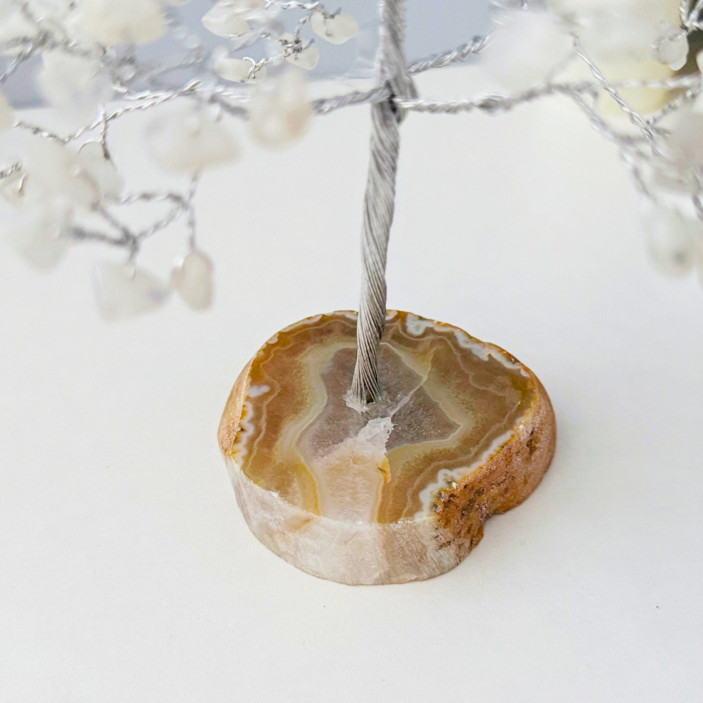 7.5" Rainbow Moonstone with Agate Base Gemstone Tree