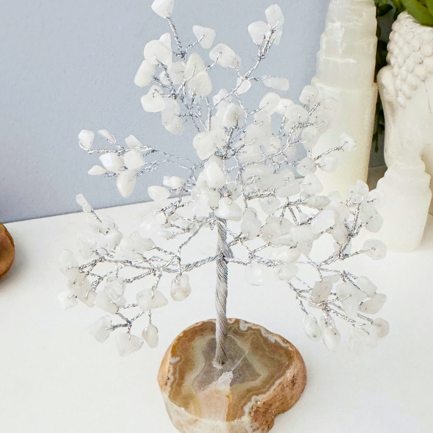 7.5" Rainbow Moonstone with Agate Base Gemstone Tree