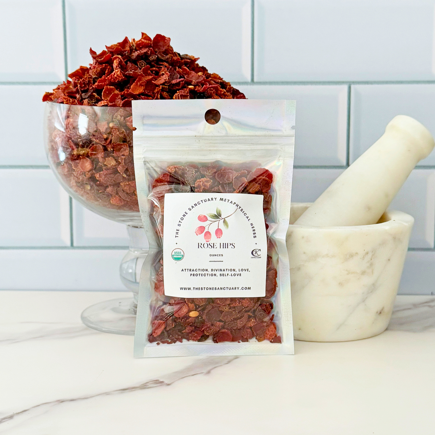 Rosehips, Cut and Sifted, Seedless, Organic