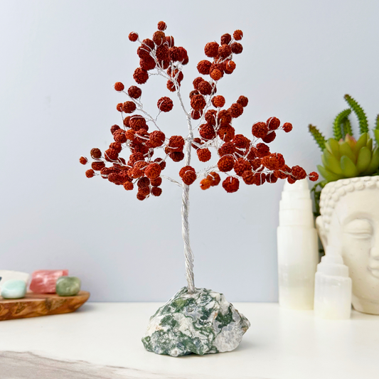 8" Rudraksha Gemstone Tree with Tree Agate Base