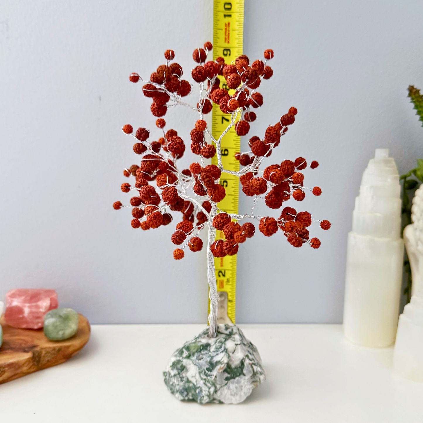 8" Rudraksha Gemstone Tree with Tree Agate Base