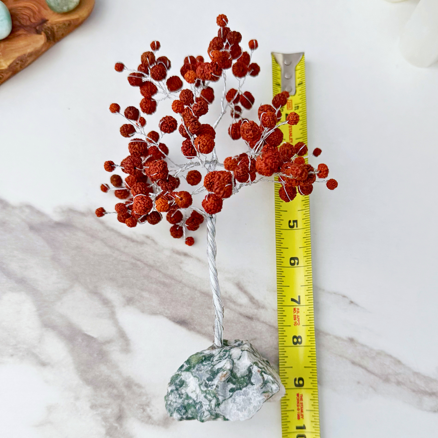 8" Rudraksha Gemstone Tree with Tree Agate Base