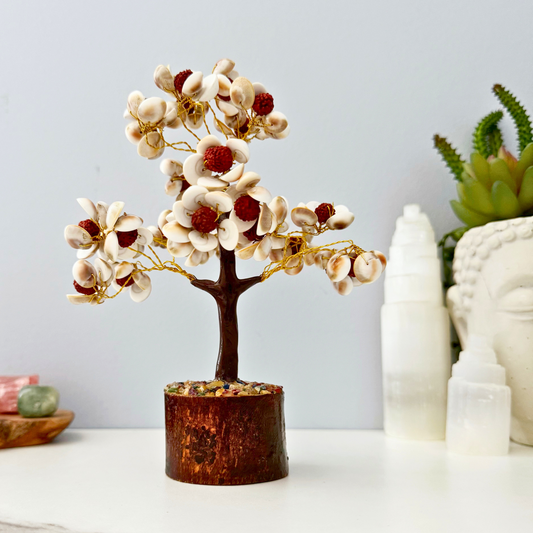 8" Shell & Rudraksha Gemstone Tree