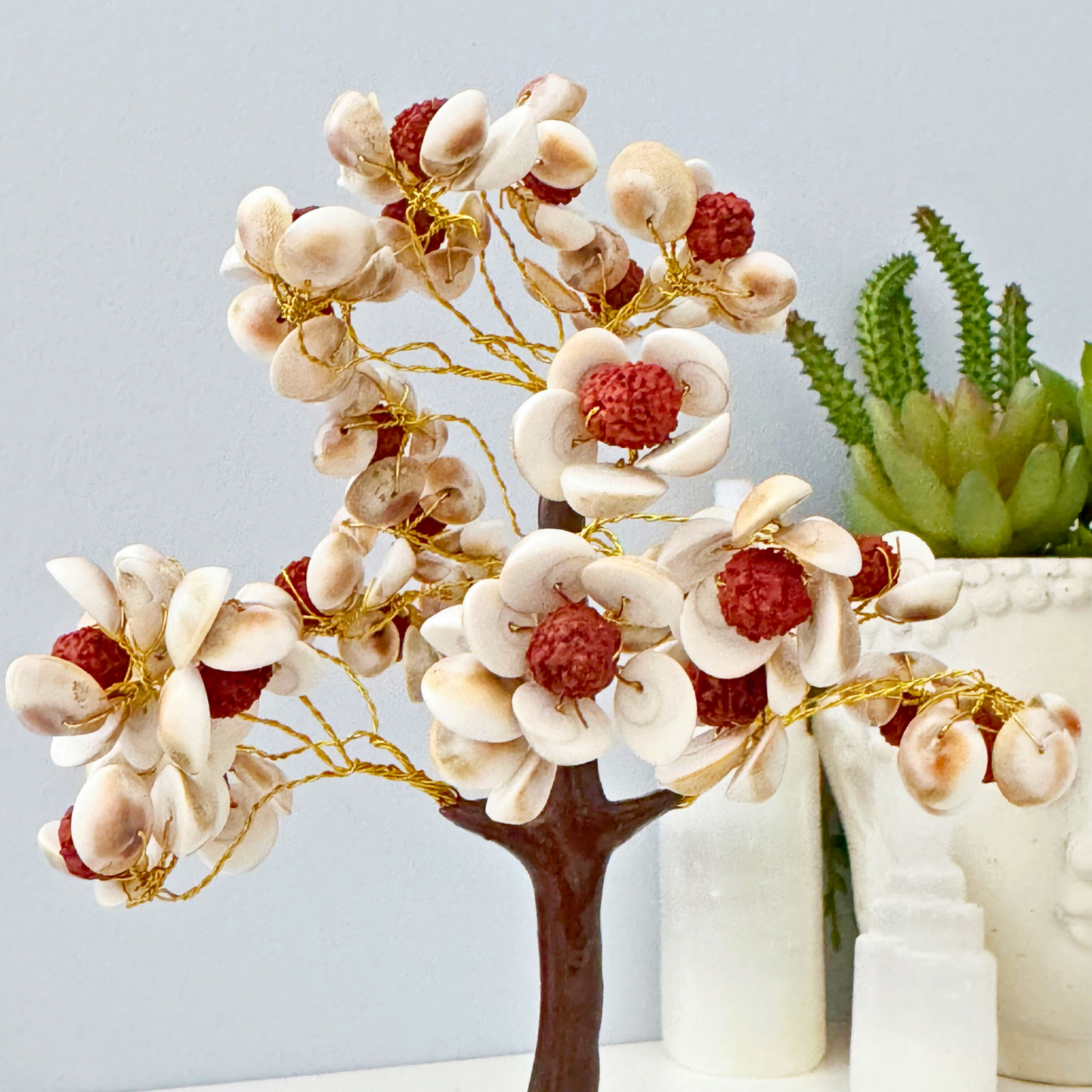 8" Shell & Rudraksha Gemstone Tree