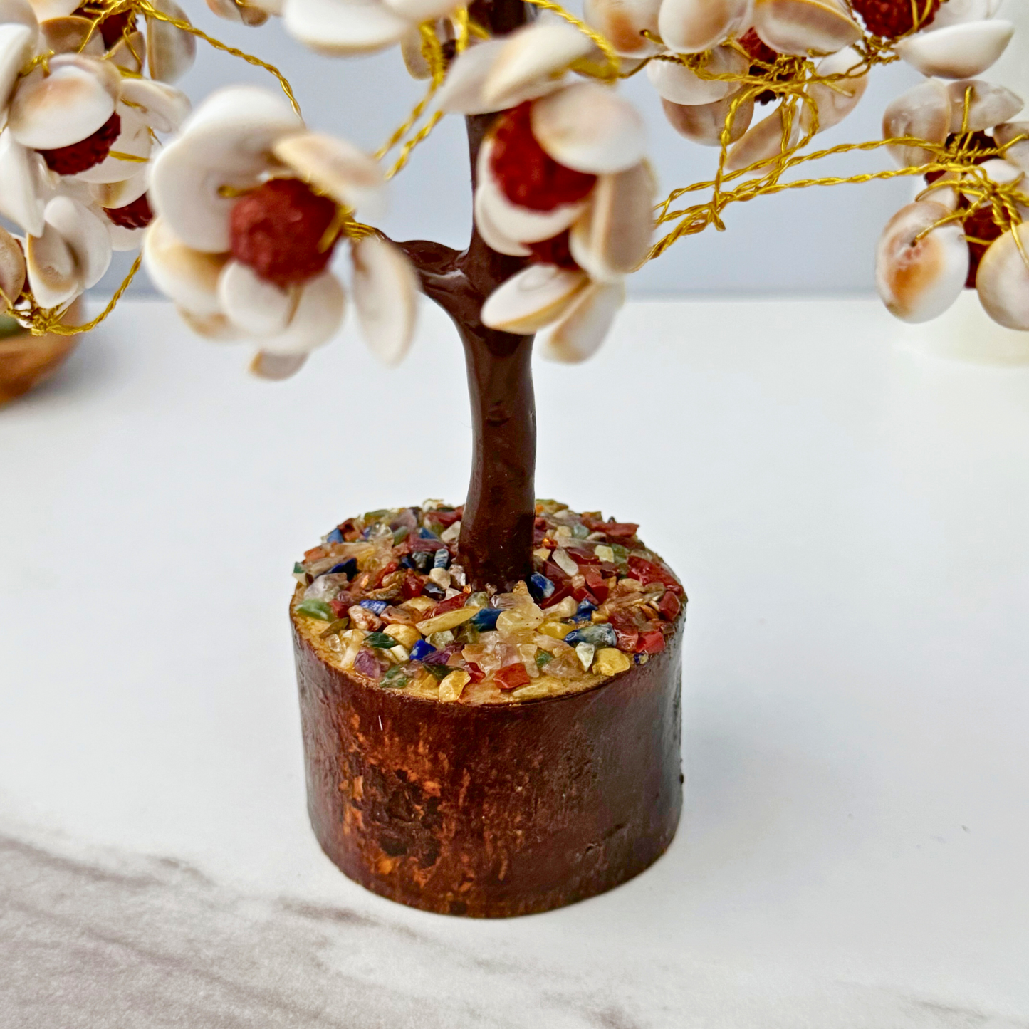 8" Shell & Rudraksha Gemstone Tree