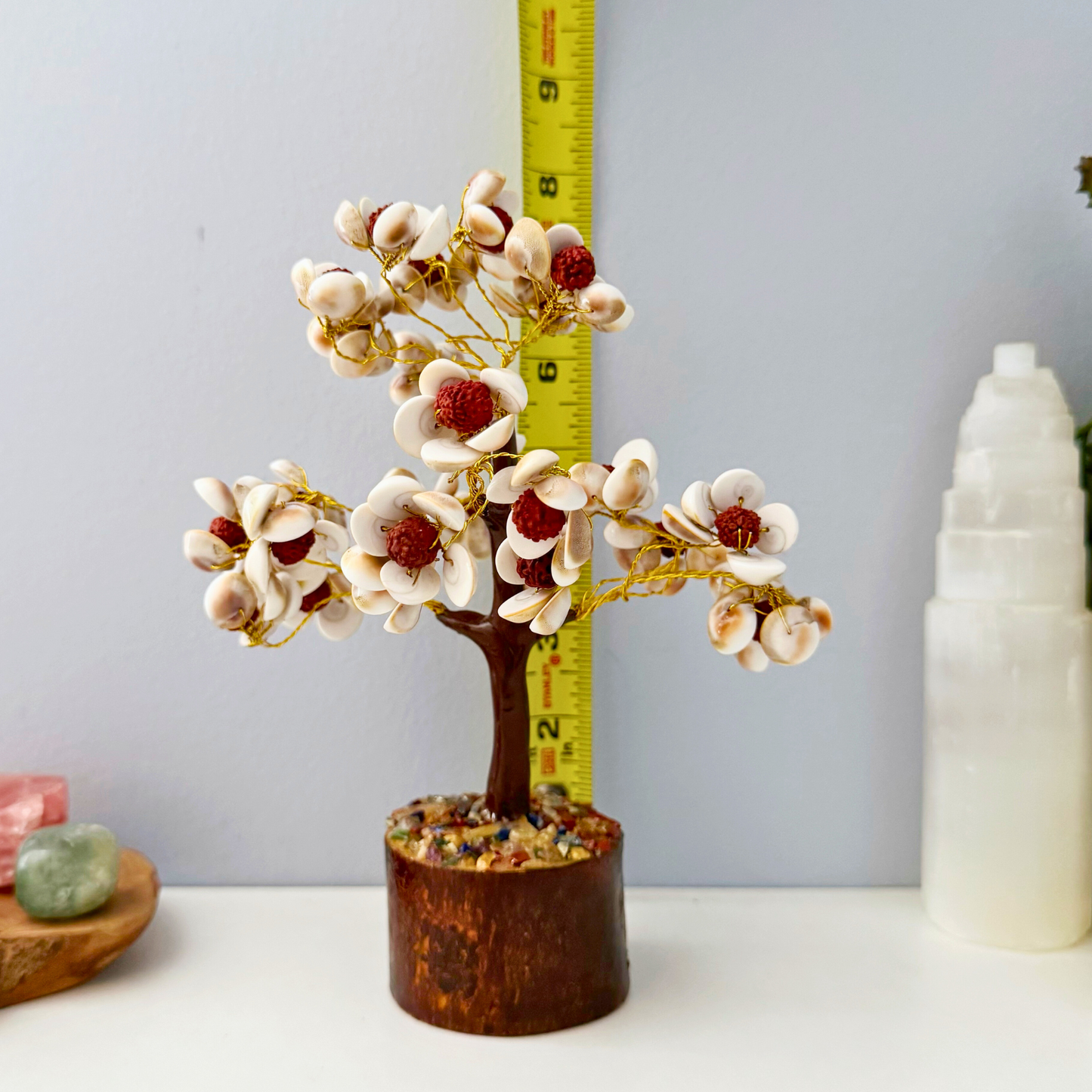 8" Shell & Rudraksha Gemstone Tree