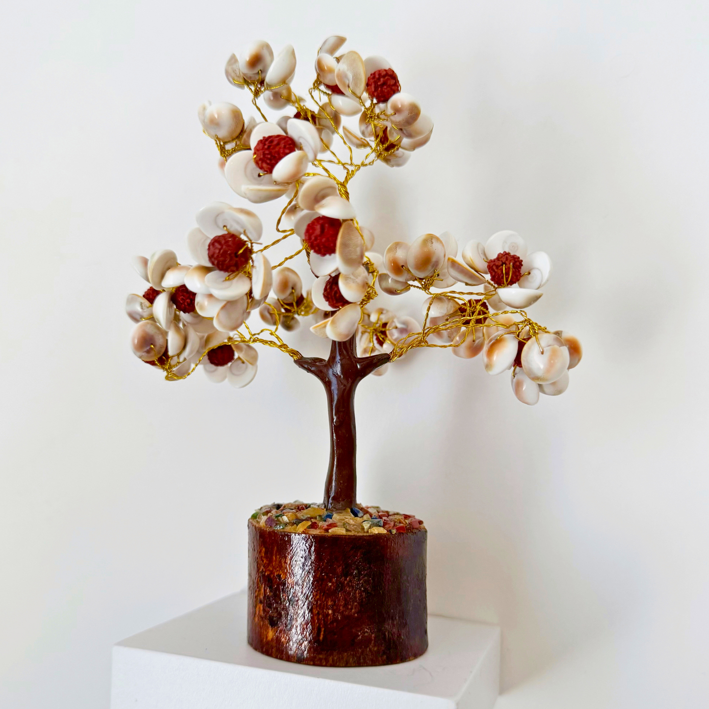 8" Shell & Rudraksha Gemstone Tree