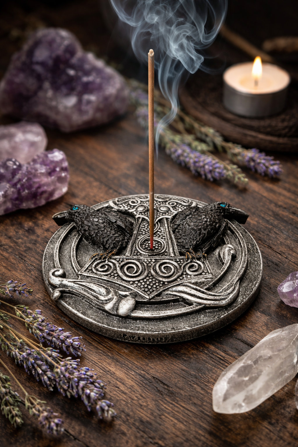 Ravens & Thor’s Hammer Incense Holder